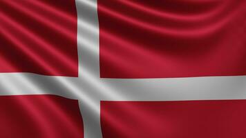 Render of the Denmark flag flutters in the wind closeup, the national flag of photo