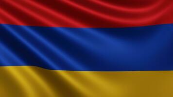 Render of the Armenian flag flutters in the wind closeup, the national flag of photo