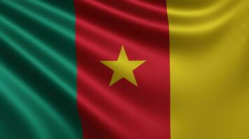 Render of the Cameroon flag flutters in the wind closeup, the national flag of photo