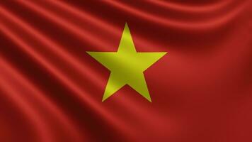 Render of the Vietnam flag flutters in the wind closeup, the national flag of photo