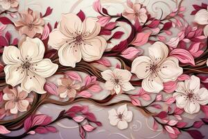 AI generated pink floral backgrounds pink flowers, photo