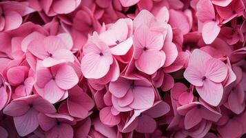 ai generado rosado hortensia follaje fondo de pantalla foto