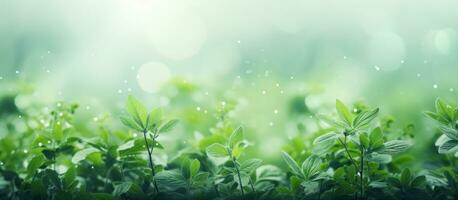 AI generated nature background with green plants and bokeh photo