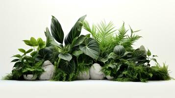 AI generated green plant arrangement on white background photo