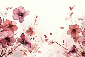 AI generated floral frame background on white background with pink flowers photo