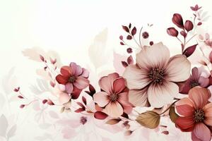 AI generated floral frame background on white background with pink flowers photo