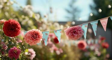 AI generated flower bunting  party props photo