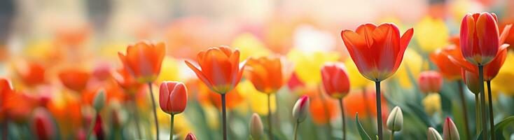 AI generated a picture of many tulips that are orange and red in color photo