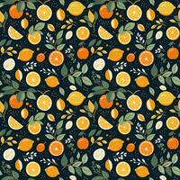 AI generated orange pattern and leaf seamless pattern background photo