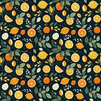 AI generated orange pattern and leaf seamless pattern background photo