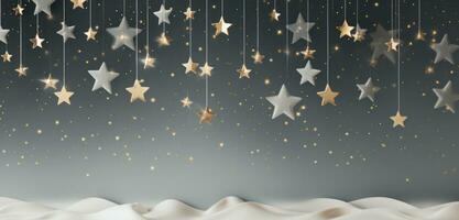 AI generated christmas background with white stars photo