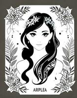 AI generated Fantasy generative AI on the theme of Belladonna. Black and White portrait of a fairytale woman in floral style. photo