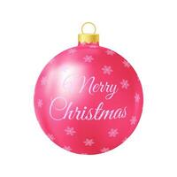 Pink Christmas tree toy Realistic color illustration vector
