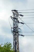 High-voltage power lines at a hydroelectric power station in the city of Nitra in Slovakia. Details. photo