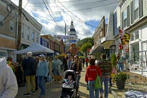 Annapolis, MD, USA 2023. People enjoying the Fall Festival on Maryland Street in Annapolis MD photo