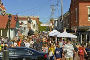 Annapolis, MD, USA 2023. People enjoying the Fall Festival on Maryland Street in Annapolis MD photo