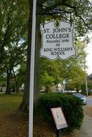 St. John's College campus, Annapolis, Maryland, USA, 2023. Sign at the entrance to the campus photo