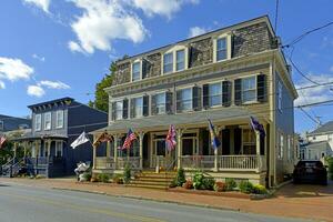 Annapolis, MD, USA 2023. Residential home with flags in historic Annapolis MD photo