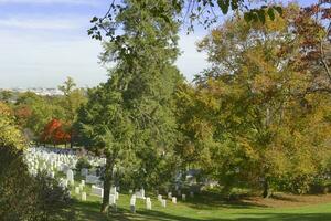 Arlington Cemetery, VA, USA 2023. Rows of gravestones at Arlington National Cemetery in Virginia, some dating from the American Civil War photo