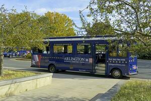 Arlington Cemetery, VA, USA 2023. Tour bus providing transport to guests in the Arlington National Cemetery, Virginia photo