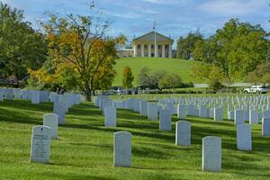 Arlington Cemetery, VA, USA 2023. Rows of gravestones at Arlington National Cemetery in Virginia, some dating from the American Civil War photo