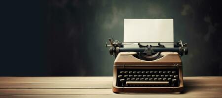 AI generated Generative AI, Vintage typewriter with old paper, blank paper mockup, retro machine technology, copy space photo