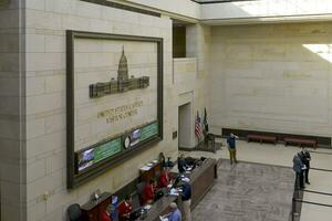 Washington DC, USA, 2023. People inside the Capitol building Visitor Center in Washington DC photo
