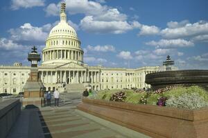 Washington DC, USA, 2023. Outside the U.S. Capital building with the dome of democracy standing out over Washington DC photo