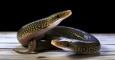 AI generated A Close Look at Two Lampreys, Nature's Fascinating Parasitic Fish photo