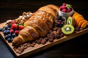 AI generated an enticing assortment of pastries is displayed photo