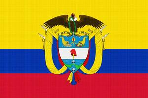 Flag and coat of arms of Republic of Colombia on a textured background. Concept collage. photo