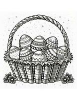 ai generado cesta con Pascua de Resurrección huevos colorante página para Pascua de Resurrección foto