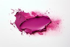 AI generated Classic Purple lipstick smear smudge isolated on white background. photo