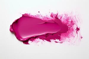 AI generated Classic Purple lipstick smear smudge isolated on white background. photo