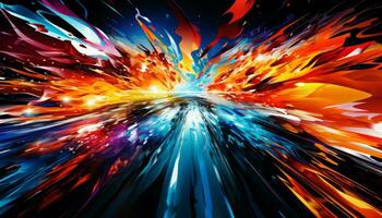 AI generated Abstract colorful light moving background, vivid energy explosions. Generative AI photo