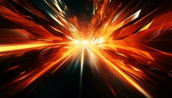 AI generated Abstract dark orange light moving background, vivid energy explosions. Generative AI photo