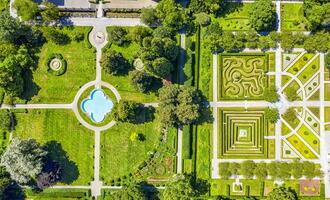 A beautiful aerial view to the park and garden in Historic Castle Salem at Lake Constance, Bodensee photo