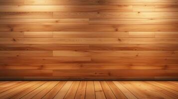 AI generated wood wall empty room mock-up, ai photo