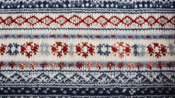 AI generated Fair Isle wool pattern fabric, ai photo