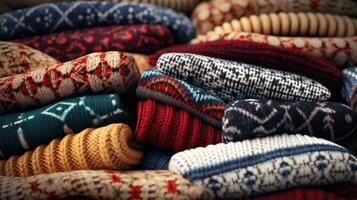 AI generated Fair Isle wool pattern fabric, ai photo