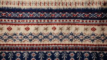 AI generated Fair Isle wool pattern fabric, ai photo