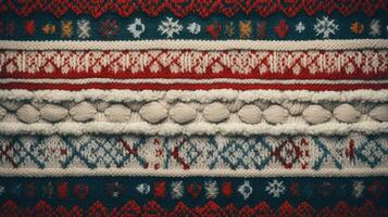 AI generated Fair Isle wool pattern fabric, ai photo