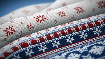 AI generated Fair Isle wool pattern fabric, ai photo