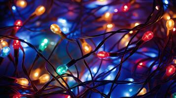 AI generated christmas lights glowing holiday celebration photo