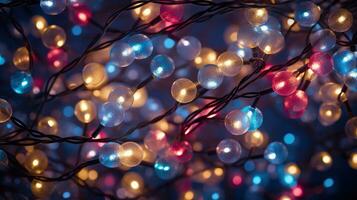 AI generated christmas lights glowing holiday celebration photo