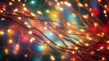 AI generated christmas lights glowing holiday celebration photo