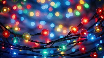 AI generated christmas lights glowing holiday celebration photo