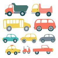 Children map transport set. Vector different kinds of transport in hand drawn flat style set