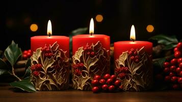 AI generated christmas candle xmas candles decoration, ai photo