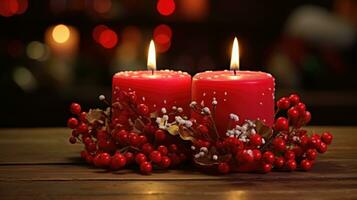 AI generated christmas candle xmas candles decoration, ai photo